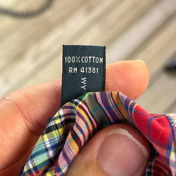 Ralph Lauren Men's Classic Fit Red And Green Plaid Button Down Shirt Size 16/L - Picture 9 of 10